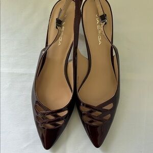 Via Spiga Dark Brown Patent Slingback Heels